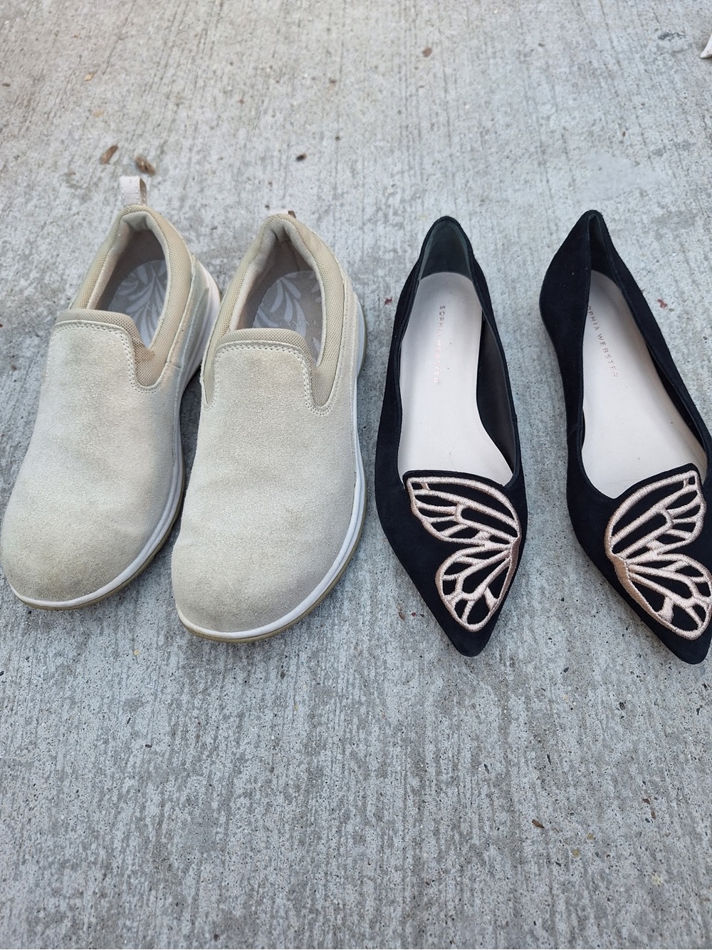 Lands ends Slip-On Casual Sneakers and Black Butterfly Flats - Cream & Black